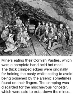 Miners eating Cornish pastys