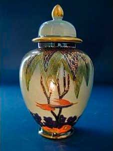 Moorland Pottery Tree & Swallow covered vase