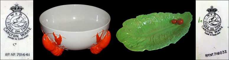 Carlton Ware LOBSTER salad bowl and a LETTUCE & TOMATO tray.