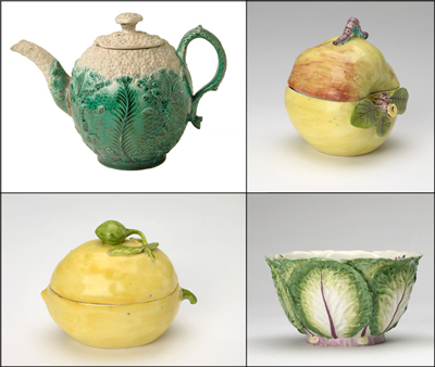 Vegetable and fruit forms by Wedgwood and Chelsea Porcelain Works