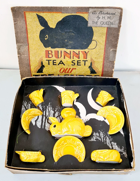 Our Treasures BUNNY tea set for three in its box