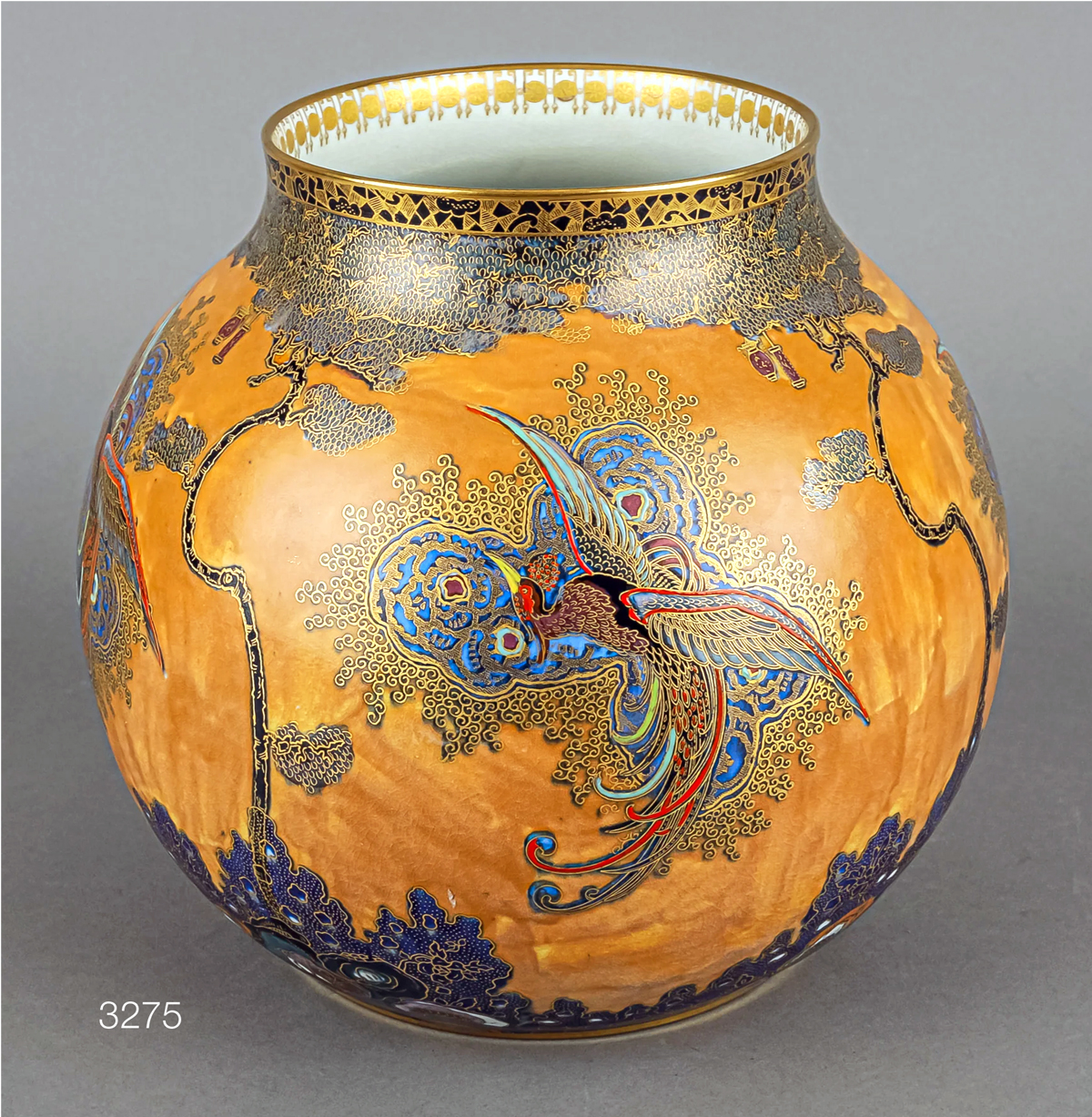 CHINESE BIRD & CLOUD 3275 globular vase S442