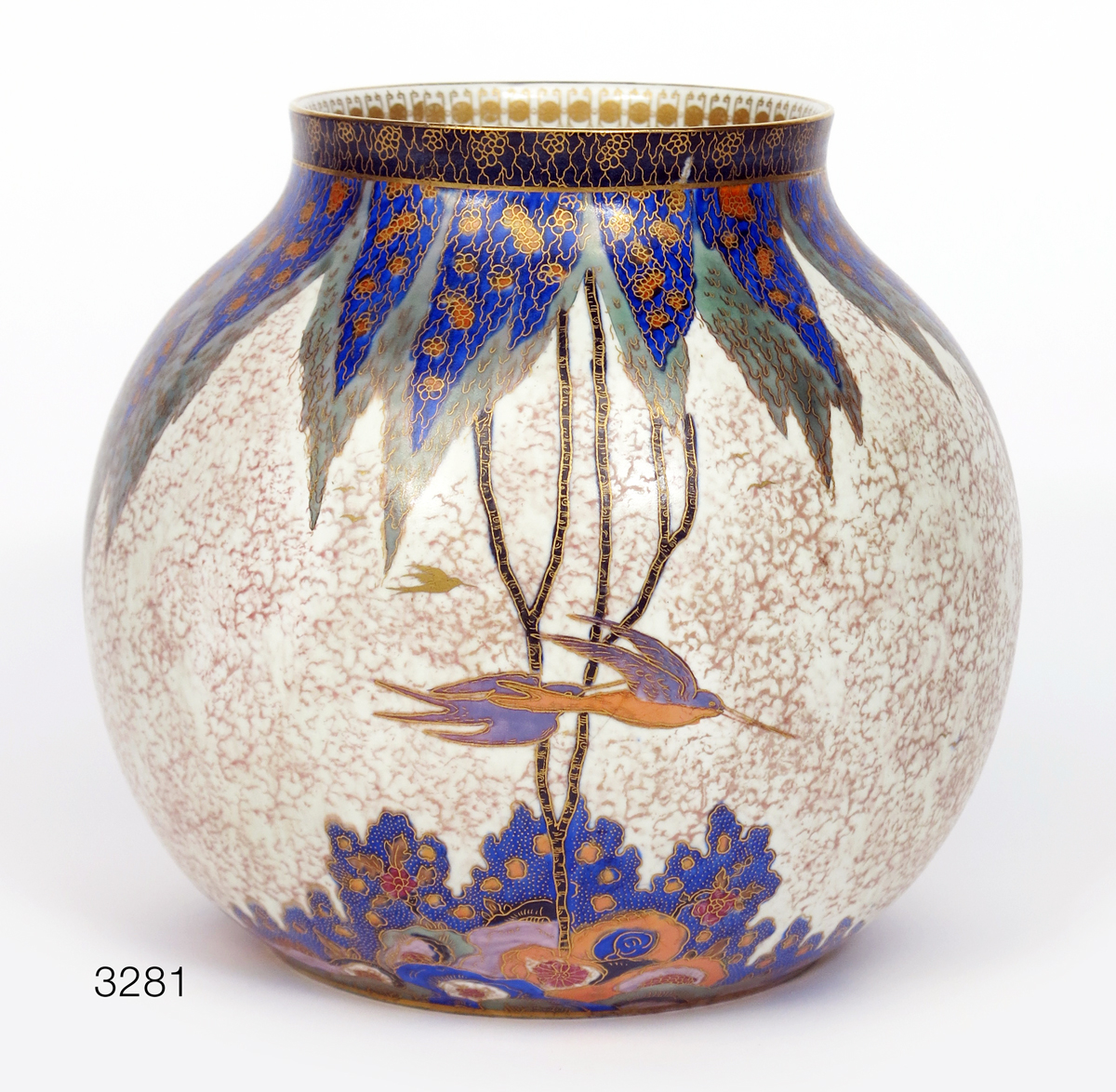 TREE & SWALLOW 3281 globular vase S442.
