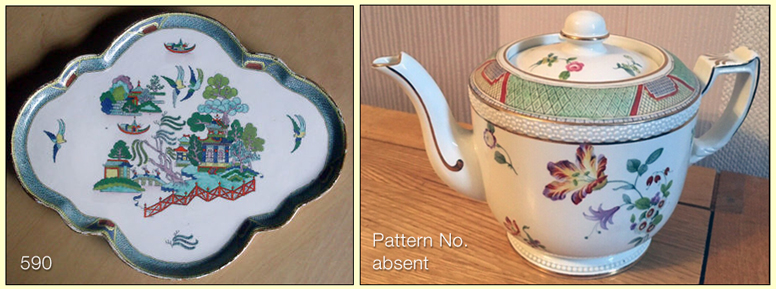 Carlton Ware examples of the use of WILLOW Border.