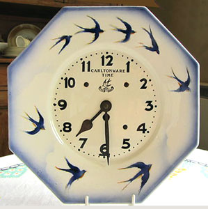 Ceramic clock with fake Carlton Ware marks