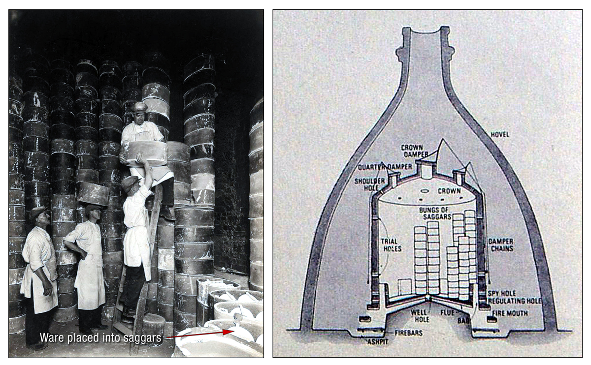 Placers filling a bottle oven.