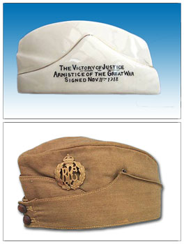 Carlton China model of a field service cap and Royal Flying Corp field service cap.