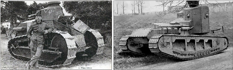 Renault FT tank and Mark A Whippet  tank from 1918